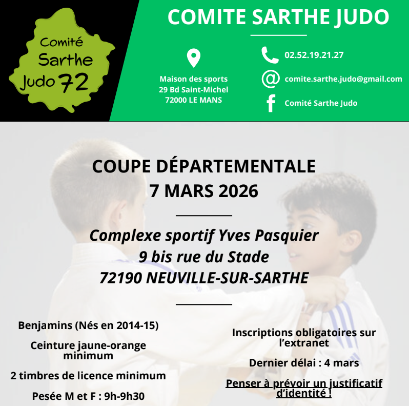 Coupe départementale Benjamins  7 MARS 2026  NEUVILLE-SUR-SARTHE